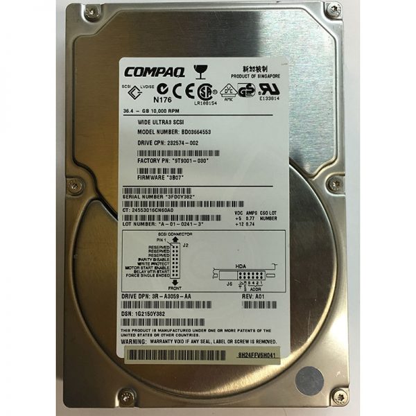 3R-A3059-AA - Compaq 36GB 10K RPM SCSI 3.5" HDD Hot plug Drive