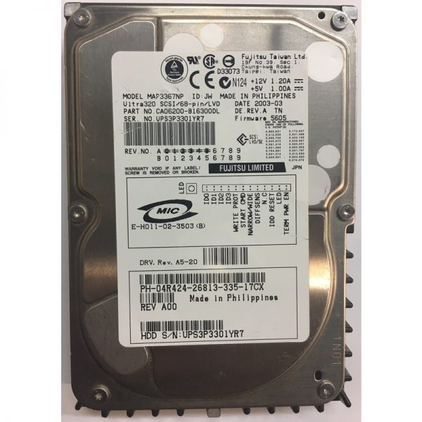 CA06200-B16300DL - Dell 36GB 10K RPM SCSI 3.5" HDD 68 pin