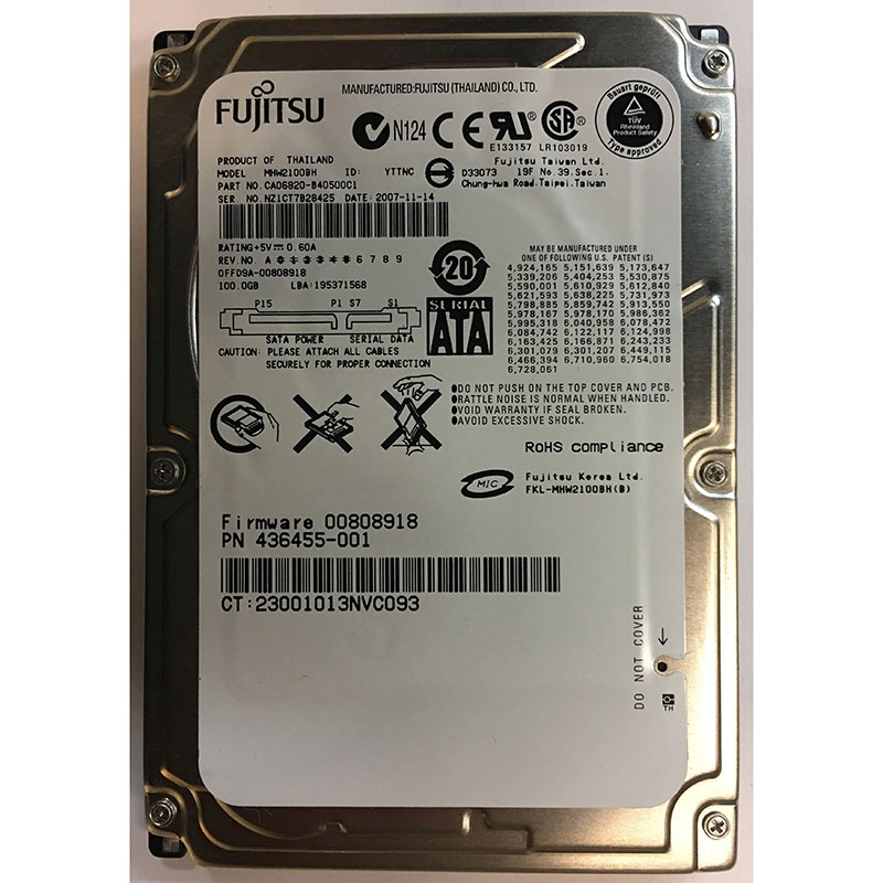 MHW2100BH - Fujitsu 100GB 5400 RPM SATA 2.5" HDD