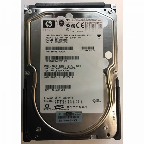 BD14689BB9 - HP 147GB 10K RPM SCSI 3.5" HDD U320, 80 pin