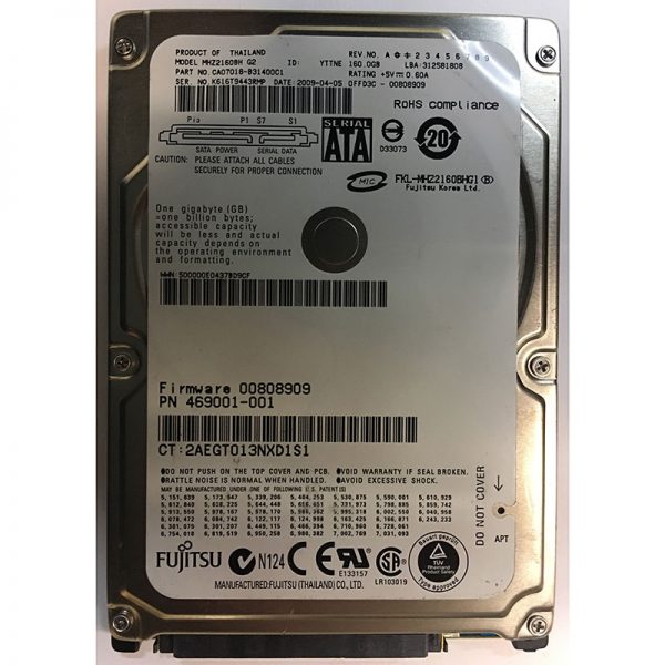 MHZ2160BH - Fujitsu 160GB 5400 RPM SATA 2.5" HDD