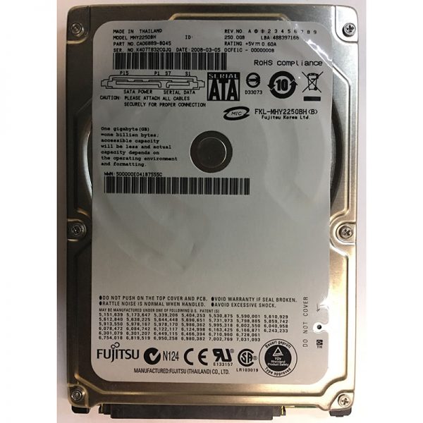 MHY2250BH - Fujitsu 250GB 5400 RPM SATA 2.5" HDD