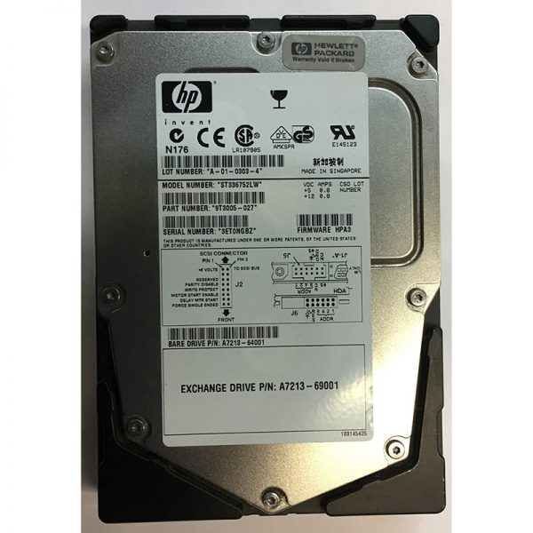 A7213-64001 - HP 36GB 15K RPM SCSI 3.5" HDD U160 68 pin