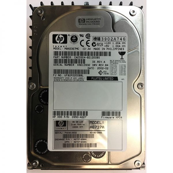 A6737A - HP 36GB 10K RPM SCSI 3.5" HDD U160, 80 pin