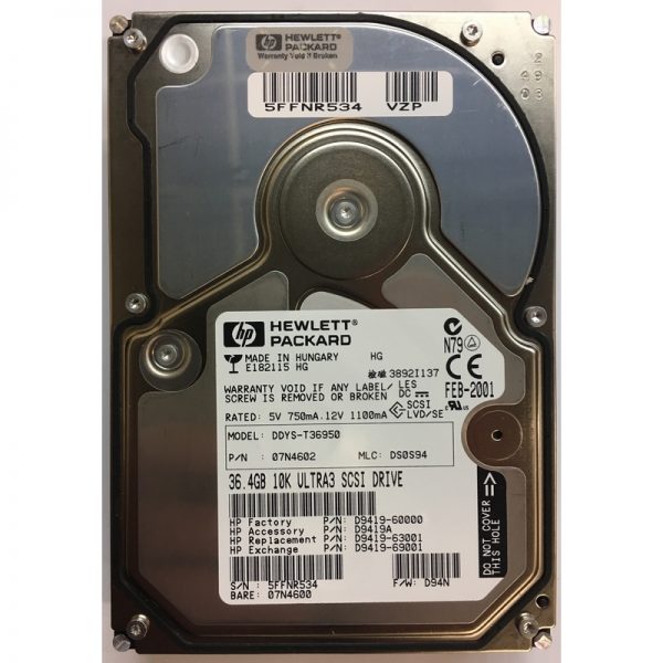 D9419-69001 - HP 36GB 10K RPM SCSI 3.5" HDD Ultra 3 80 pin