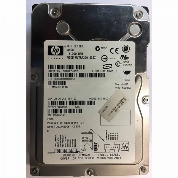 364327-002 - HP 36GB 15K RPM SCSI 3.5" HDD U320 68 pin, 8K036L0020661