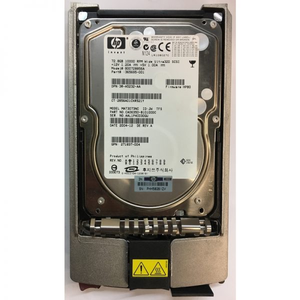 365695-001 - HP 73GB 10K RPM SCSI 3.5" HDD U320 80 pin w/ tray