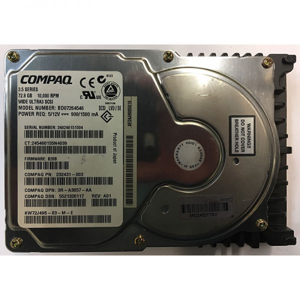 BD07264546 - HP 73GB 10K RPM SCSI 3.5" HDD U320 80 pin