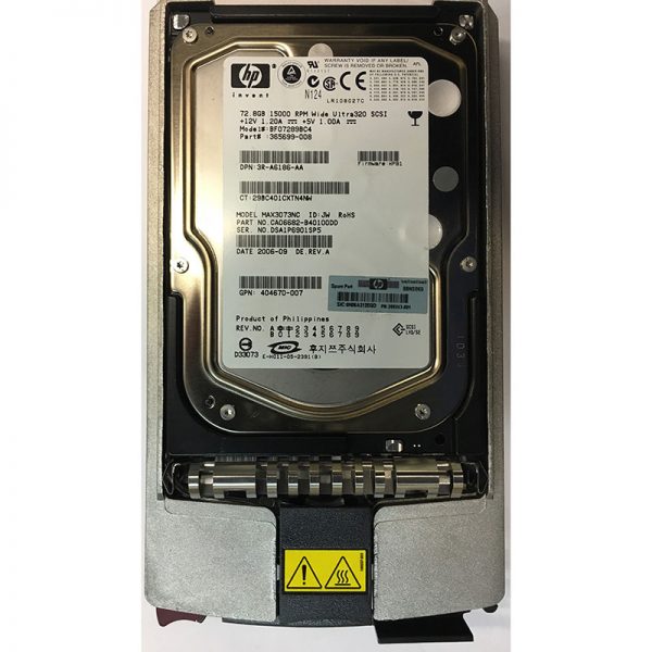 BF07289BC4 - HP 73GB 15K RPM SCSI 3.5" HDD U320 80 pin w/ tray