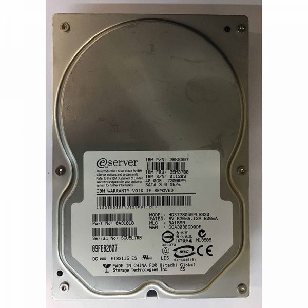 HDS728040PLA320 - Hitachi 40GB 7200 RPM SATA 3.5" HDD