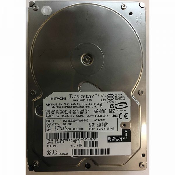 07N8134 - Hitachi 20GB 7200 RPM IDE 3.5" HDD