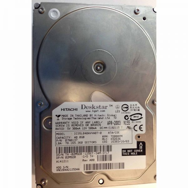 07N8137 - Hitachi 40GB 7200 RPM IDE 3.5" HDD