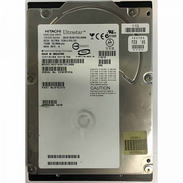 HUS103073FL3800 - Hitachi 73GB 10K RPM SCSI 3.5" HDD U320 80 pin