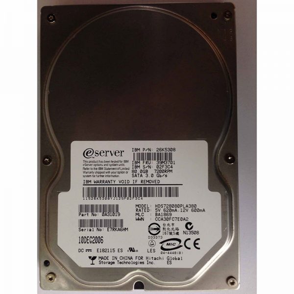 0A31019 - Hitachi 80GB 7200 RPM SATA 3.5" HDD