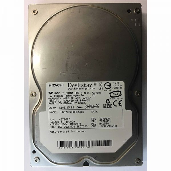 40Y9028 - IBM 80GB 7200 RPM SATA 3.5" HDD Hitachi HDS728080PLA380 version