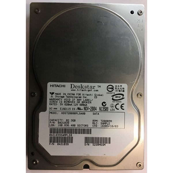 0A31039 - Hitachi 80GB 7200 RPM SATA 3.5" HDD