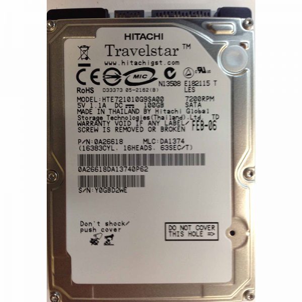 HTE721010G9SA00 - Hitachi 100GB 7200 RPM SATA 2.5" HDD