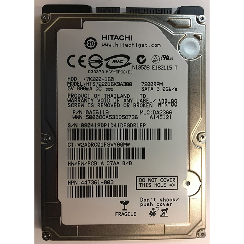 thumbnail image 2 of 160GB 5400RPM 2.5" SATA II Laptop Hard Drive – For Dell, HP, Lenovo, Mac – Open Box 2 of 6