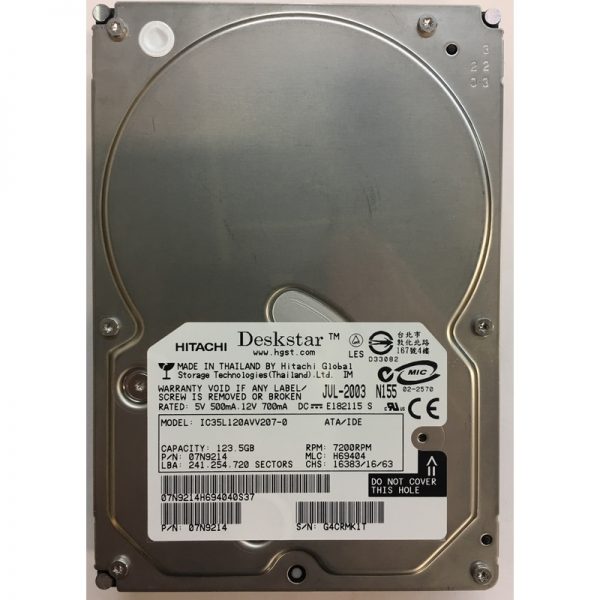 IC35L120AVV207-0 - Hitachi 120GB 7200 RPM IDE 3.5" HDD