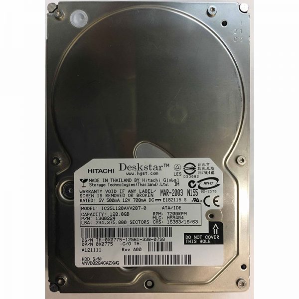 IC35L120AVV207-0 - Hitachi 120GB 7200 RPM IDE 3.5" HDD