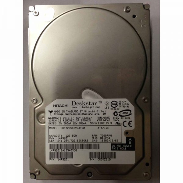 HDS722512VLAT20 - Hitachi 123GB 7200 RPM IDE 3.5" HDD