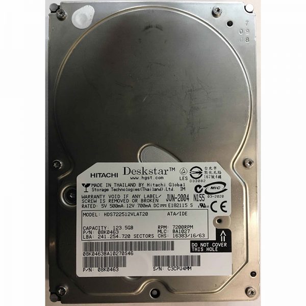 08K0463 - Hitachi 123GB 7200 RPM IDE 3.5" HDD