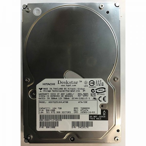 08K1880 - Hitachi 164GB 7200 RPM IDE 3.5" HDD