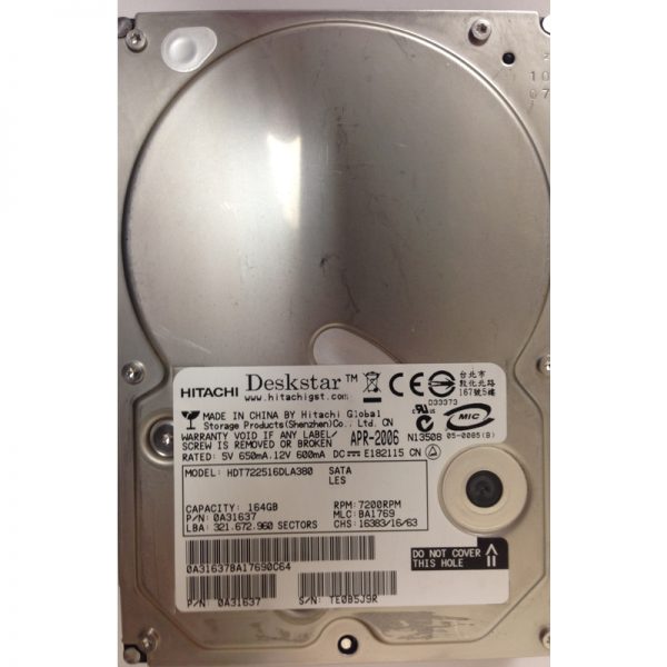 0A31637 - Hitachi 164GB 7200 RPM SATA 3.5" HDD