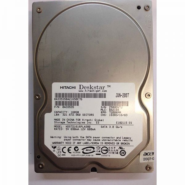 HDS721616PLA380 - Hitachi 160GB 7200 RPM SATA 3.5" HDD