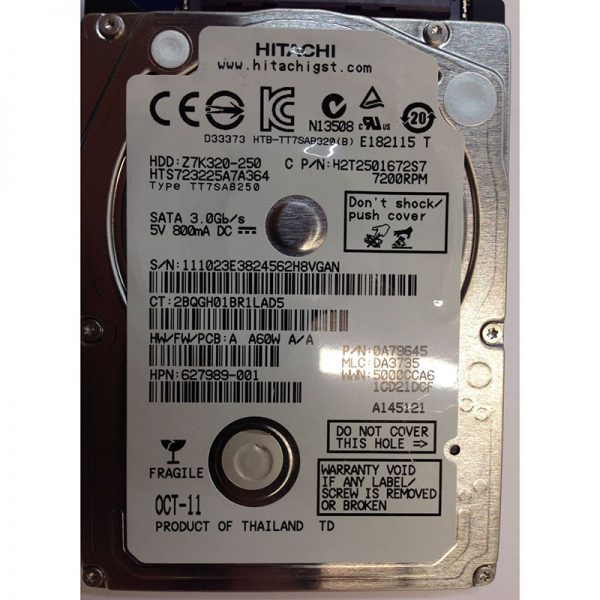 HTS723225A7A364 - Hitachi 250GB 7200 RPM SATA 2.5" HDD