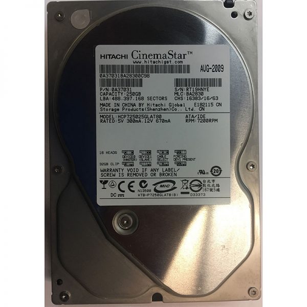 HCP725025GLAT80 - Hitachi 250GB 7200 RPM IDE 3.5" HDD