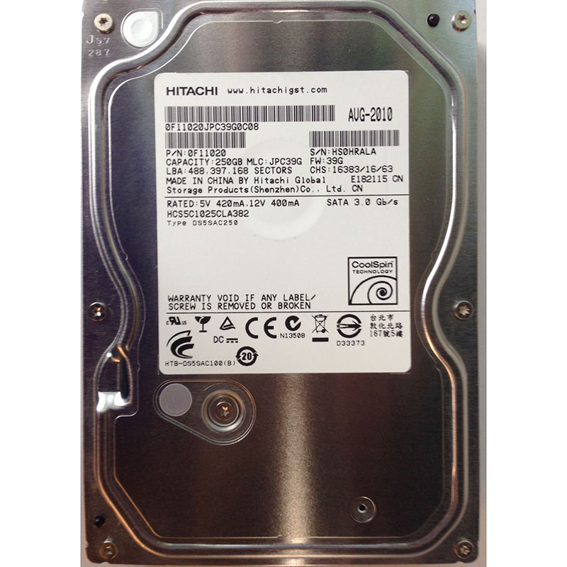 HCS5C1025CLA382 - Hitachi 250GB 7200 RPM SATA 3.5" HDD