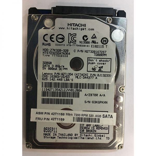 42T1354 - Lenovo 320GB 5400 RPM SATA 2.5" HDD