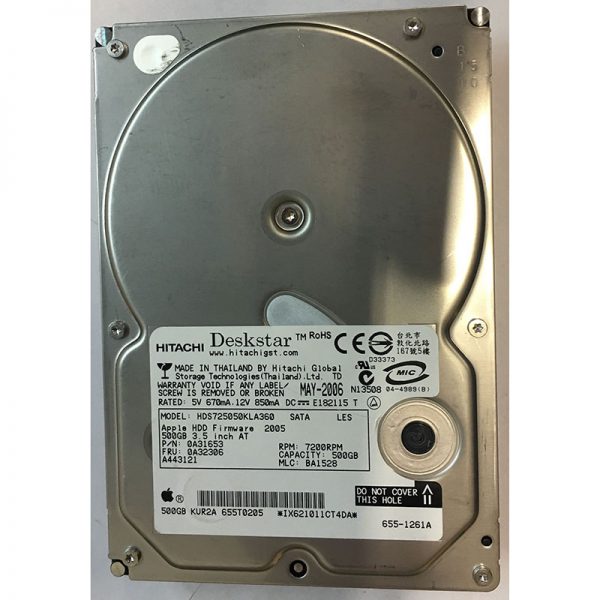 0A31653 - Hitachi 500GB 7200 RPM SATA 3.5" HDD