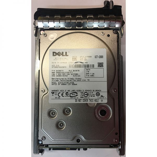 YR660 - Dell 1TB 7200 RPM SATA 3.5" HDD w/ tray and SAS interposer
