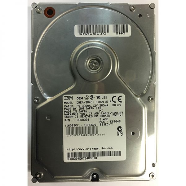 DHEA-38451 - IBM 8.4GB 5400 RPM IDE 3.5" HDD