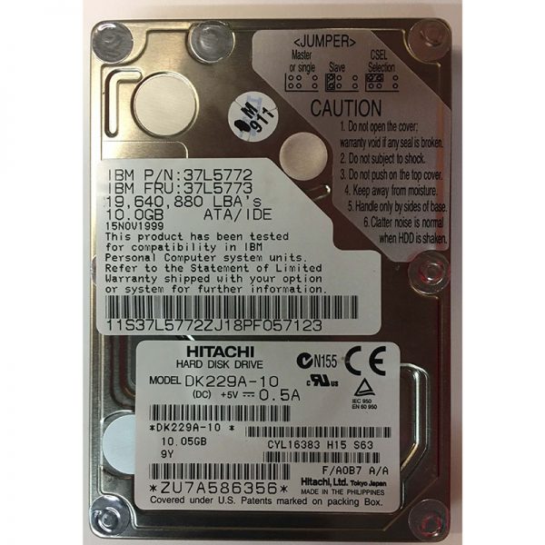 DK229A-10 - IBM 10GB 4200 RPM IDE 2.5" HDD