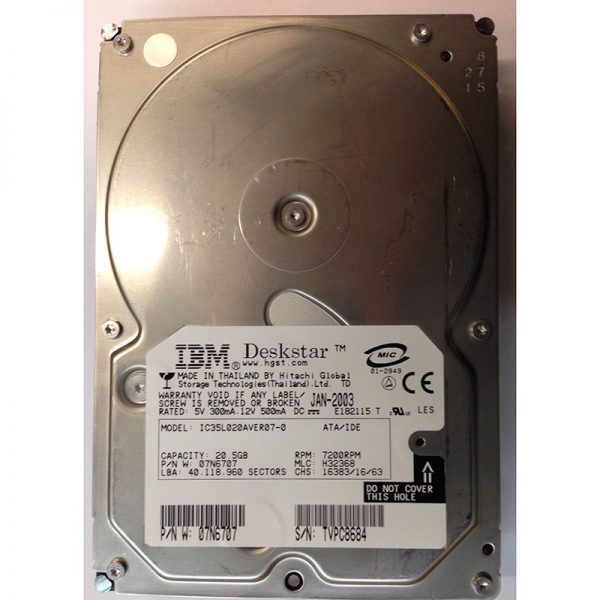 07N6707 - IBM 20GB 7200 RPM IDE  3.5" HDD