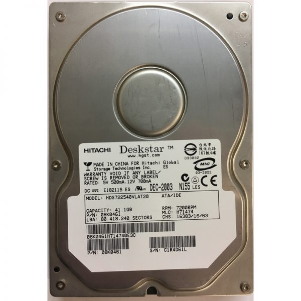 08K0461 - Hitachi 41GB 7200 RPM IDE 3.5" HDD