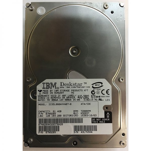 IC35L060AVVA07-0 - IBM 60GB 7200 RPM IDE 3.5" HDD