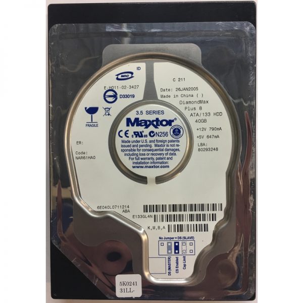 6E040L0711214 - Maxtor 40GB 7200 RPM IDE 3.5" HDD