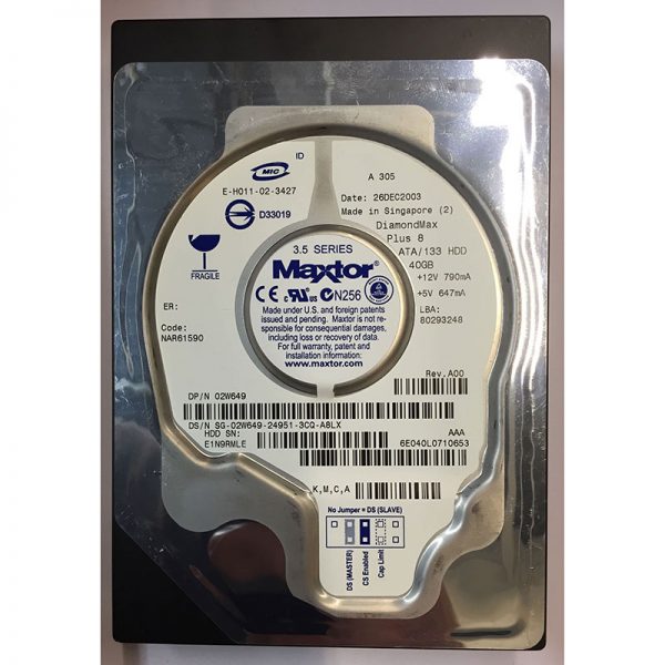 6E040L0710653 - Maxtor 40GB 7200 RPM IDE 3.5" HDD