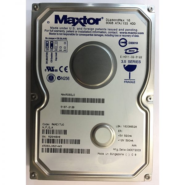 4R080L0621443 - Maxtor 80GB 5400 RPM IDE 3.5" HDD