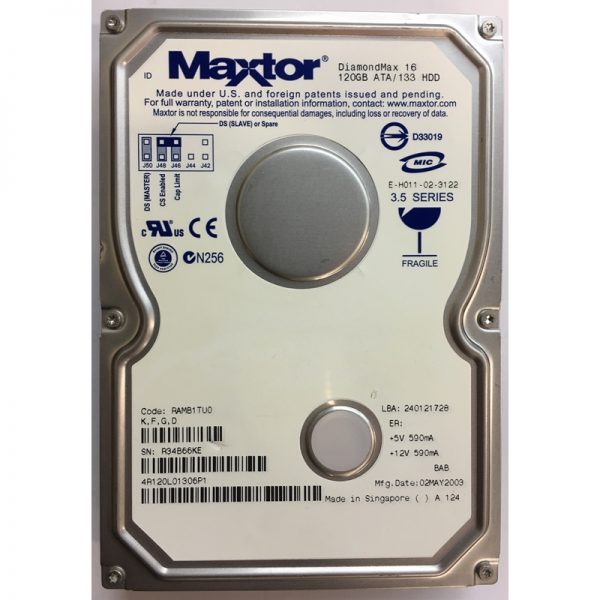4R120L01306P1 - Maxtor 120GB 7200 RPM IDE 3.5" HDD