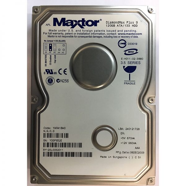 6Y120L0  - Maxtor 120GB 7200 RPM IDE 3.5" HDD