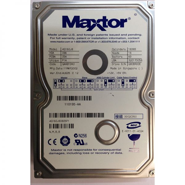 4G160J8 - Maxtor 160GB 5400 RPM IDE 3.5" HDD