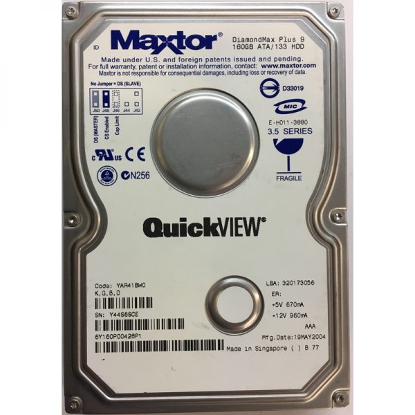 6Y160P0 - Maxtor 160GB 7200 RPM IDE 3.5" HDD