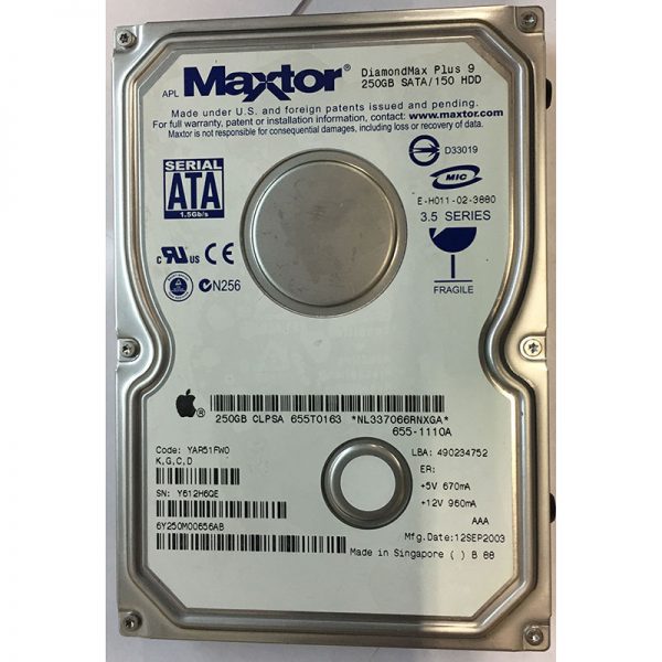 655T0163 - Apple 250GB 7200 RPM SATA 3.5" HDD