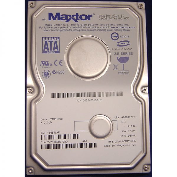 7Y250M00678RD - Maxtor 250GB 7200 RPM SATA 3.5" HDD