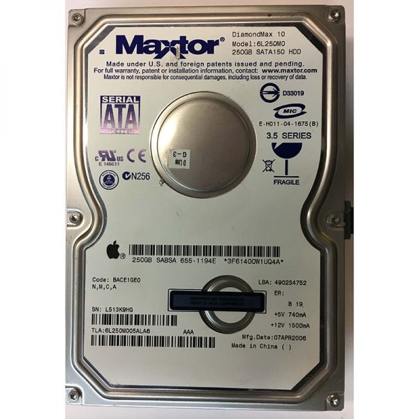 655-1194E - Apple 250GB 7200 RPM SATA 3.5" HDD